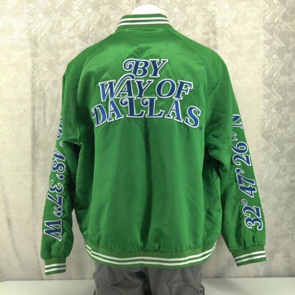 By Way of Dallas Jacket‎ Mens XL Dallas Mavericks Green Satin Bomber Varsity